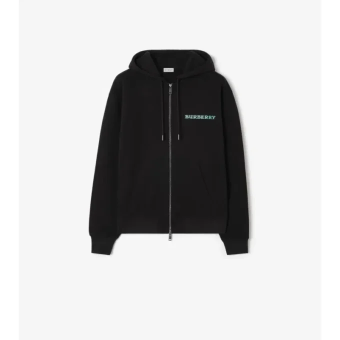 Bawełniana bluza z kapturem i zamkiem błyskawicznym z logo Heritage Bawełniana bluza z kapturem i zamkiem błyskawicznym z logo Heritage