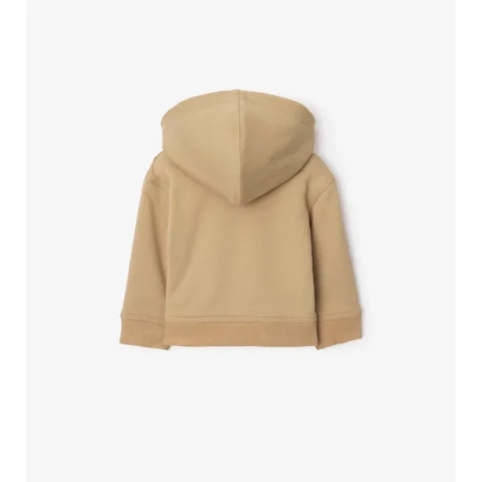 Bawełniana bluza z kapturem i zamkiem, wykończona w kratkę Bawełniana bluza z kapturem i zamkiem, wykończona w kratkę