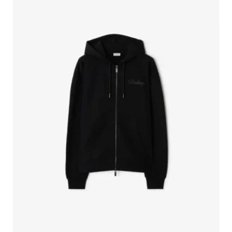 Bawełniana bluza z kapturem i zamkiem, z logo w stylu kursywnym