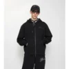 Bawełniana bluza z kapturem i zamkiem, z logo w stylu kursywnym Bawełniana bluza z kapturem i zamkiem, z logo w stylu kursywnym