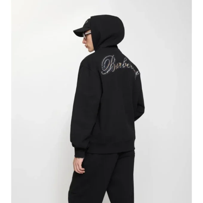 Bawełniana bluza z kapturem i zamkiem, z logo w stylu kursywnym Bawełniana bluza z kapturem i zamkiem, z logo w stylu kursywnym