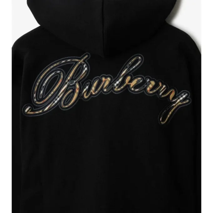 Bawełniana bluza z kapturem i zamkiem, z logo w stylu kursywnym Bawełniana bluza z kapturem i zamkiem, z logo w stylu kursywnym
