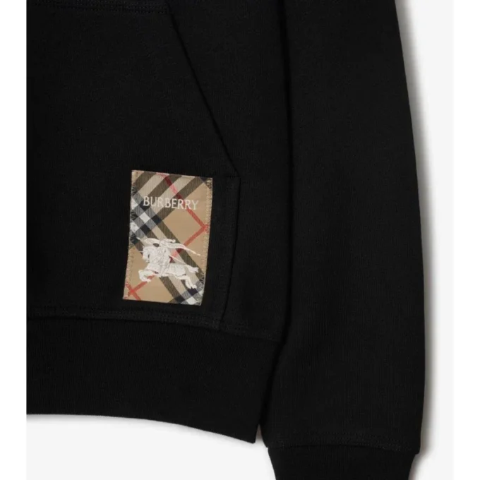 Bawełniana bluza z kapturem z etykietą w kratę Bawełniana bluza z kapturem z etykietą w kratę