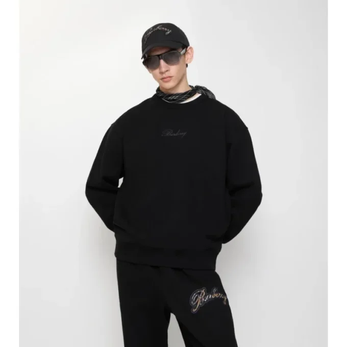Bawełniana bluza z logo w stylu kursywnym Bawełniana bluza z logo w stylu kursywnym