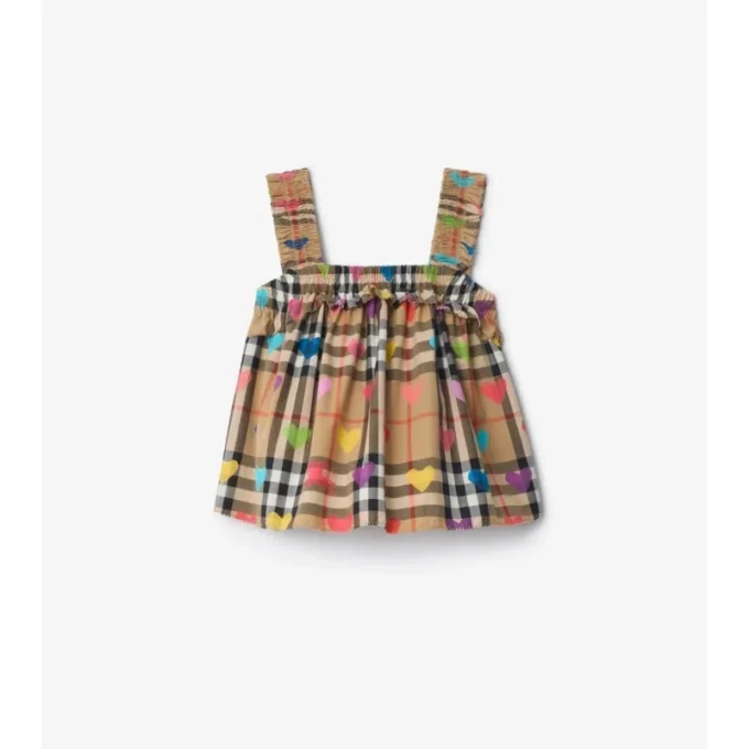 Bawełniana bluzka w kratkę Heart Check Top