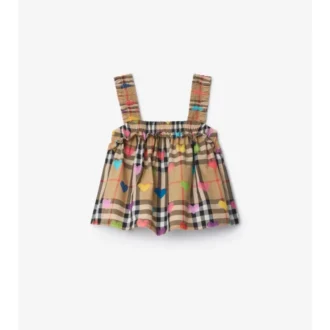 Bawełniana bluzka w kratkę Heart Check Top