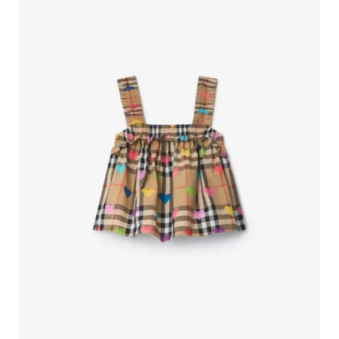 Bawełniana bluzka w kratkę Heart Check Top