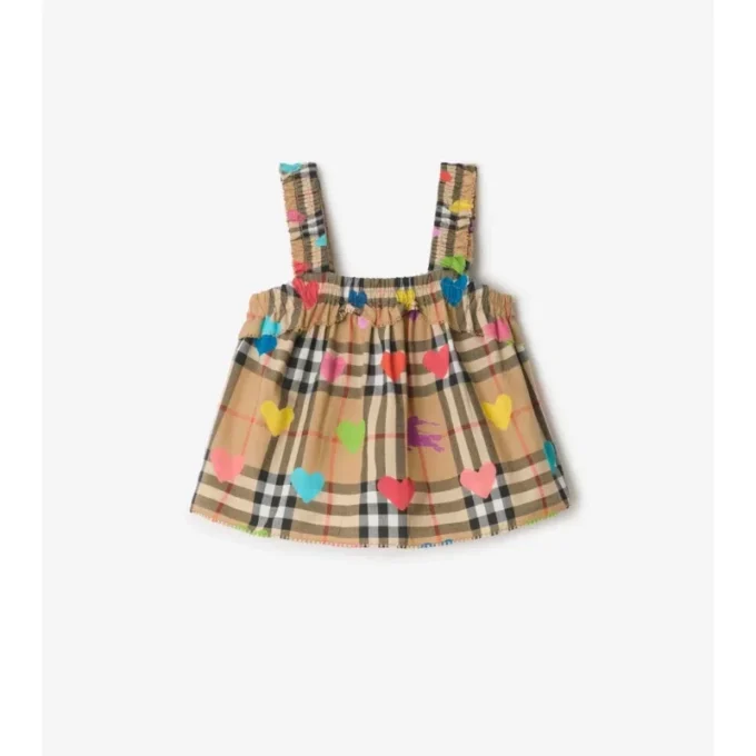Bawełniana bluzka w kratkę Heart Check Top