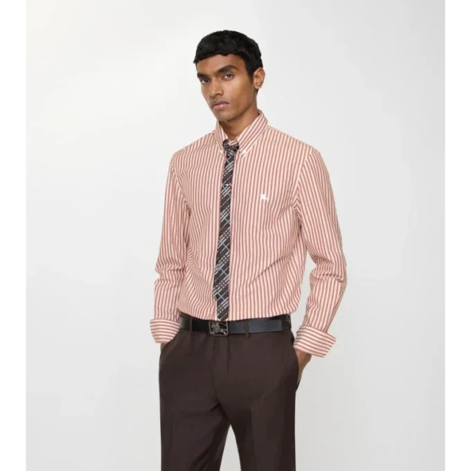 Bawełniana koszula w paski o kroju slim fit