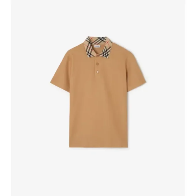 Bawełniana koszulka polo z kołnierzykiem w kratę Bawełniana koszulka polo z kołnierzykiem w kratę