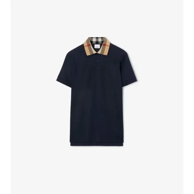 Bawełniana koszulka polo z kołnierzykiem w kratę Bawełniana koszulka polo z kołnierzykiem w kratę