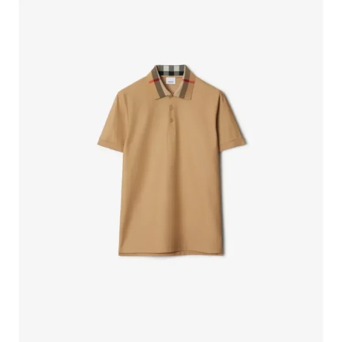 Bawełniana koszulka polo z kołnierzykiem w kratę Bawełniana koszulka polo z kołnierzykiem w kratę