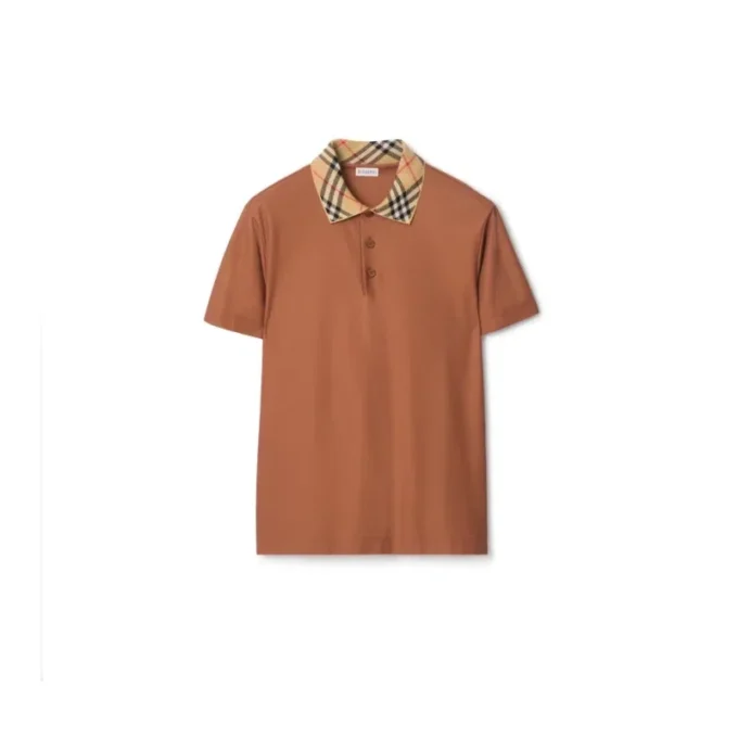 Bawełniana koszulka polo z kołnierzykiem w kratę Bawełniana koszulka polo z kołnierzykiem w kratę