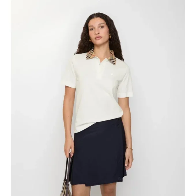 Bawełniana koszulka polo z kołnierzykiem w kratę Bawełniana koszulka polo z kołnierzykiem w kratę