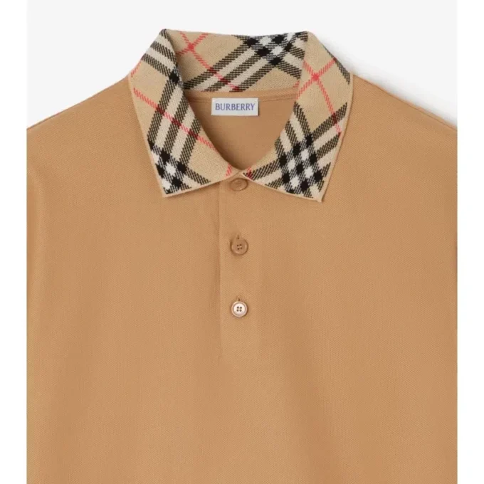 Bawełniana koszulka polo z kołnierzykiem w kratę Bawełniana koszulka polo z kołnierzykiem w kratę