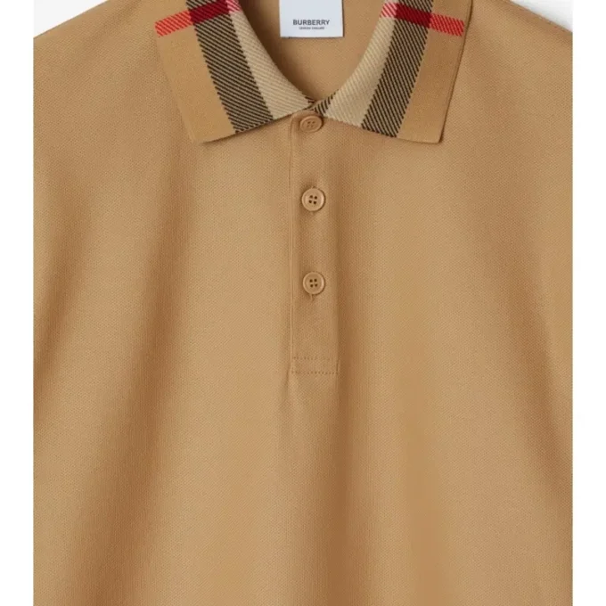 Bawełniana koszulka polo z kołnierzykiem w kratę Bawełniana koszulka polo z kołnierzykiem w kratę