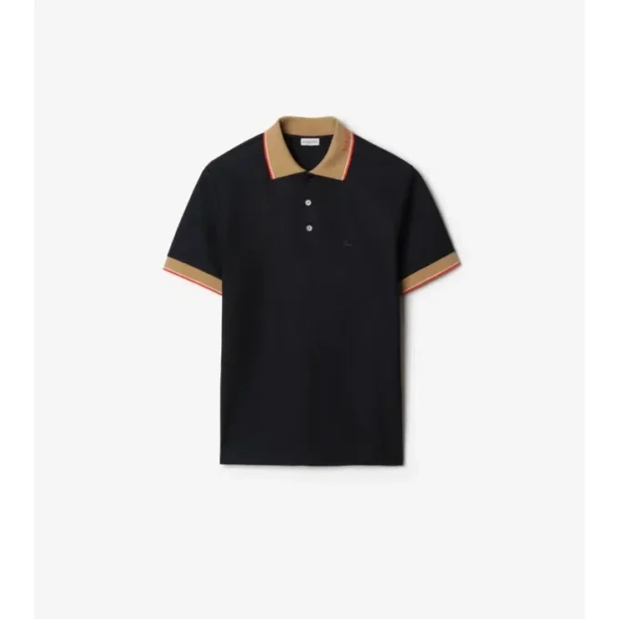 Bawełniana koszulka polo z logo na kołnierzu Bawełniana koszulka polo z logo na kołnierzu