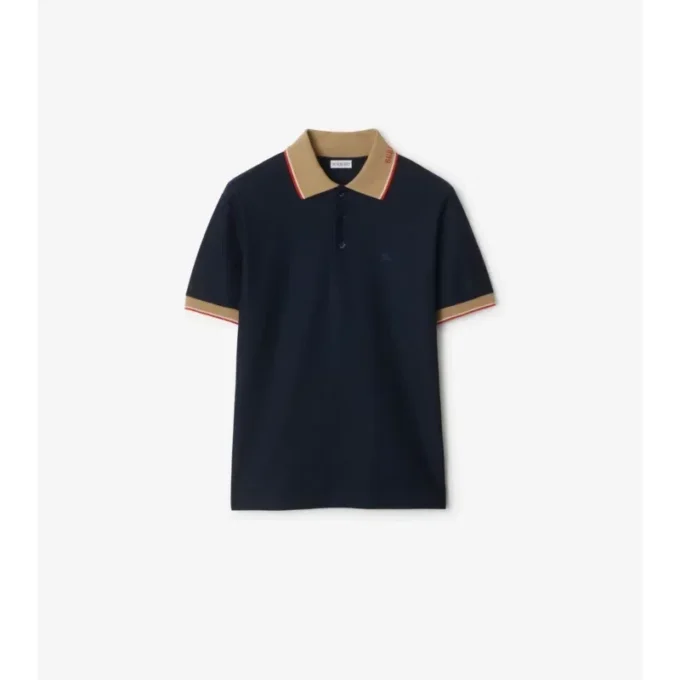 Bawełniana koszulka polo z logo na kołnierzu Bawełniana koszulka polo z logo na kołnierzu