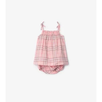 Bawełniana sukienka w kratę z bloomerami