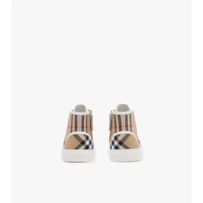 Bawełniane Sneakersy z wysoką cholewką w kratę