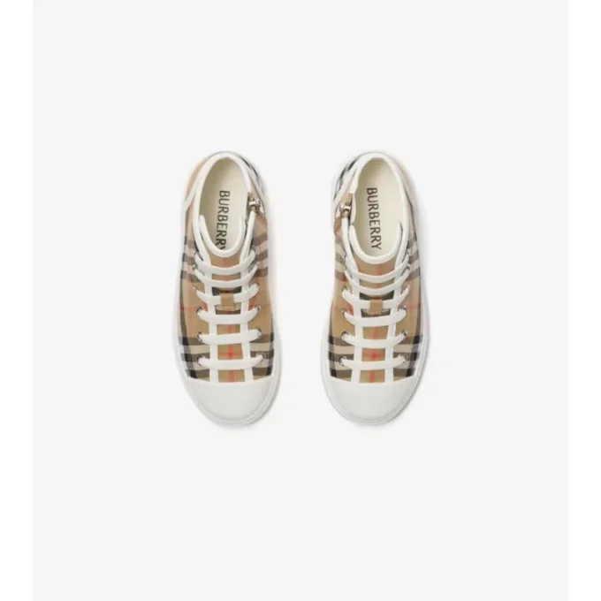 Bawełniane Sneakersy z wysoką cholewką w kratę