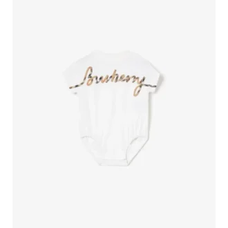 Bawełniany body z logo w stylu kursywnym