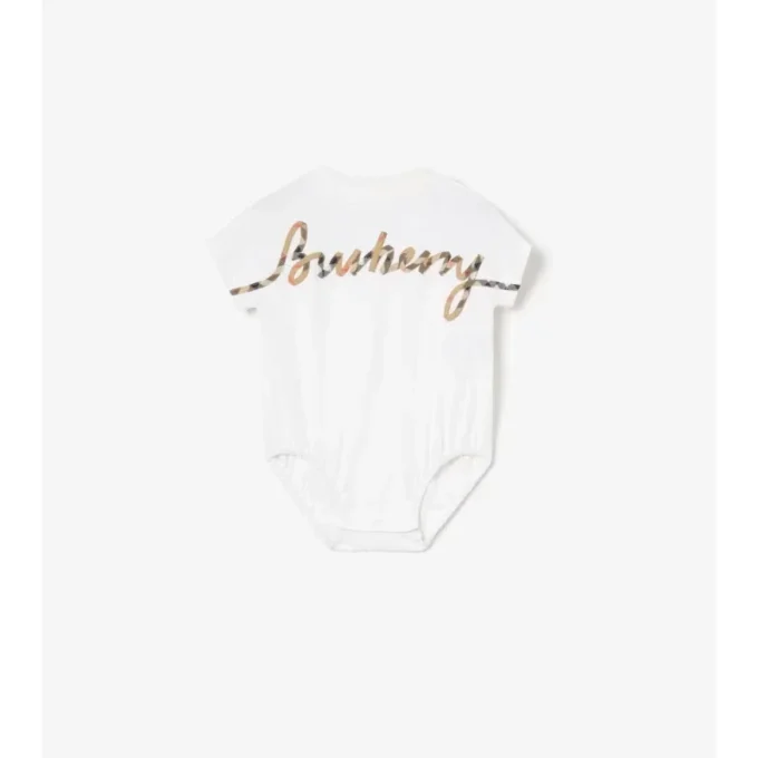 Bawełniany body z logo w stylu kursywnym