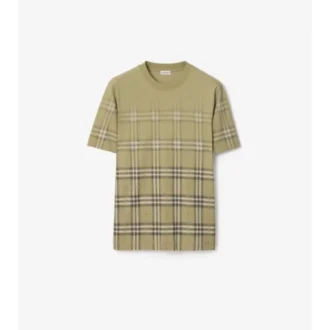Bawełniany T-shirt w kratę z gradientem
