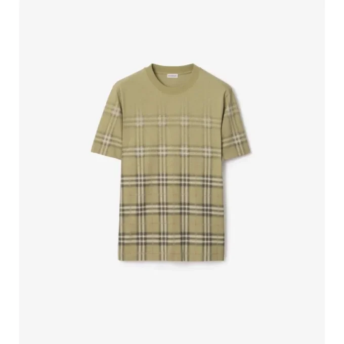 Bawełniany T-shirt w kratę z gradientem