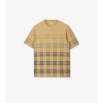 Bawełniany T-shirt w kratę z gradientem