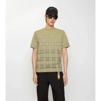 Bawełniany T-shirt w kratę z gradientem
