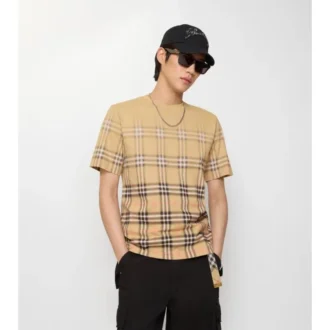 Bawełniany T-shirt w kratę z gradientem