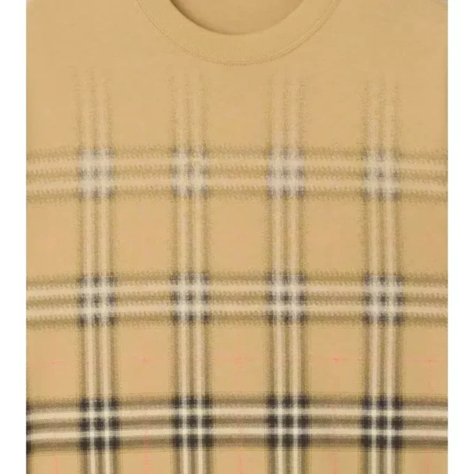 Bawełniany T-shirt w kratę z gradientem Bawełniany T-shirt w kratę z gradientem