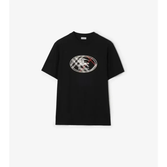 Bawełniany T-shirt w kratę z motywem rycerza Bawełniany T-shirt w kratę z motywem rycerza
