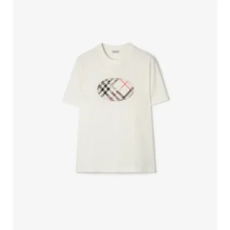 Bawełniany T-shirt w kratę z motywem rycerza