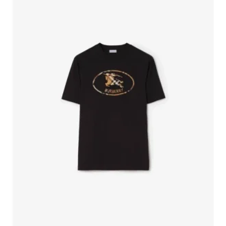 Bawełniany T-shirt w kratę z motywem rycerza
