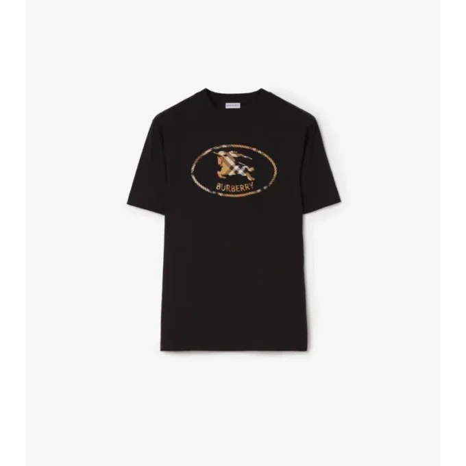 Bawełniany T-shirt w kratę z motywem rycerza Bawełniany T-shirt w kratę z motywem rycerza