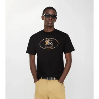 Bawełniany T-shirt w kratę z motywem rycerza