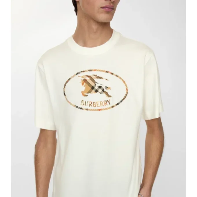 Bawełniany T-shirt w kratę z motywem rycerza Bawełniany T-shirt w kratę z motywem rycerza