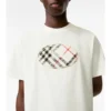 Bawełniany T-shirt w kratę z motywem rycerza Bawełniany T-shirt w kratę z motywem rycerza