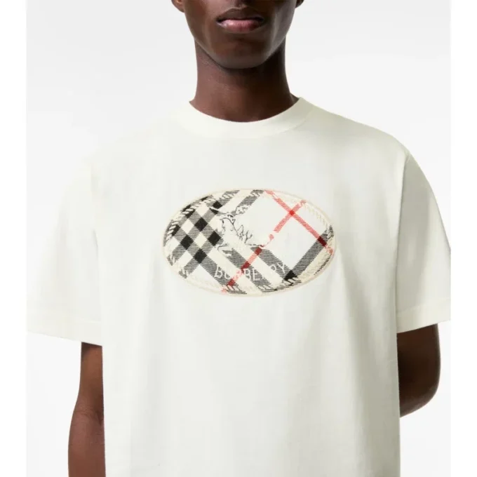 Bawełniany T-shirt w kratę z motywem rycerza Bawełniany T-shirt w kratę z motywem rycerza