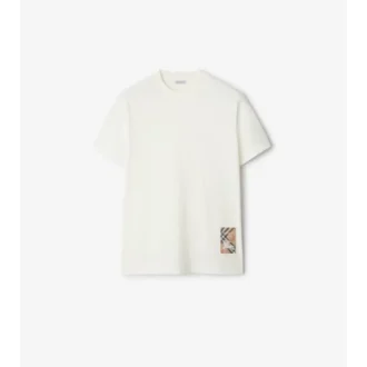 Bawełniany T-shirt z etykietą w kratę