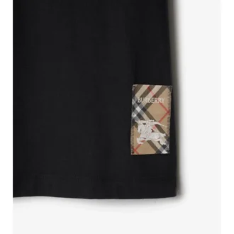 Bawełniany T-shirt z etykietą w kratę