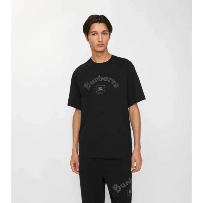 Bawełniany T-shirt z gotyckim logo Bawełniany T-shirt z gotyckim logo