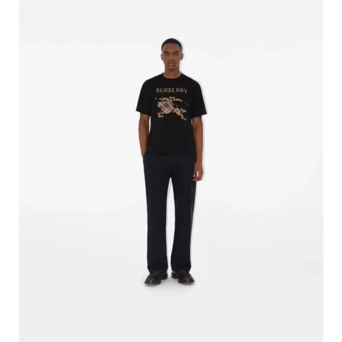 Bawełniany T-shirt z haftem krzyżykowym EKD
