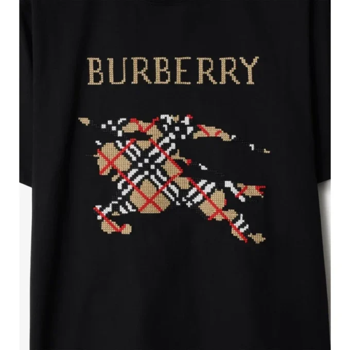 Bawełniany T-shirt z haftem krzyżykowym EKD