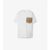 Bawełniany T-shirt z kieszenią w kratę