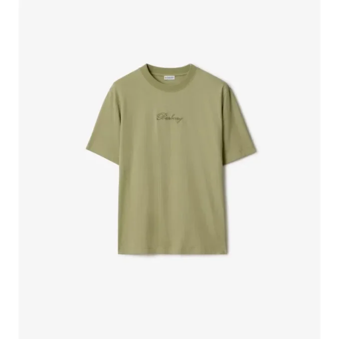 Bawełniany T-shirt z kursywnym logo w kratkę Bawełniany T-shirt z kursywnym logo w kratkę