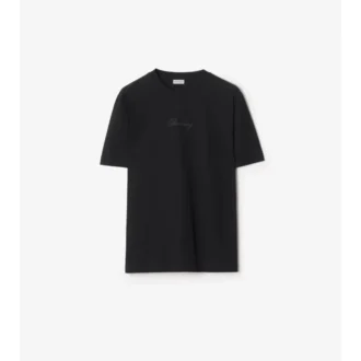 Bawełniany T-shirt z kursywnym logo w kratkę