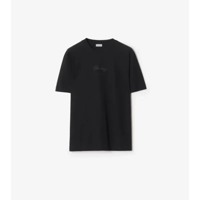 Bawełniany T-shirt z kursywnym logo w kratkę Bawełniany T-shirt z kursywnym logo w kratkę